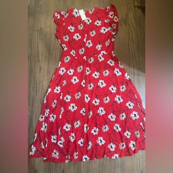 NWT Pleione Button Front V-Neck Flower Print Dress-Size Medium - Picture 5 of 12